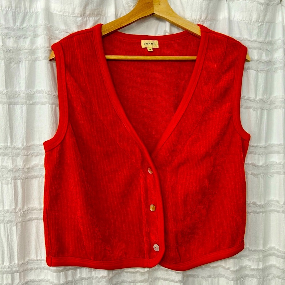 ORANGE DONNI KNIT BUTTON UP VEST